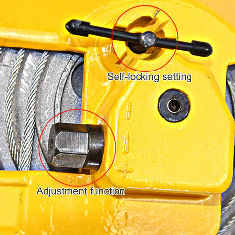 Close-up of Spring Balancer Tool Hoist Stand With Manual Lock Adjustment showing self-locking and adjustment features.