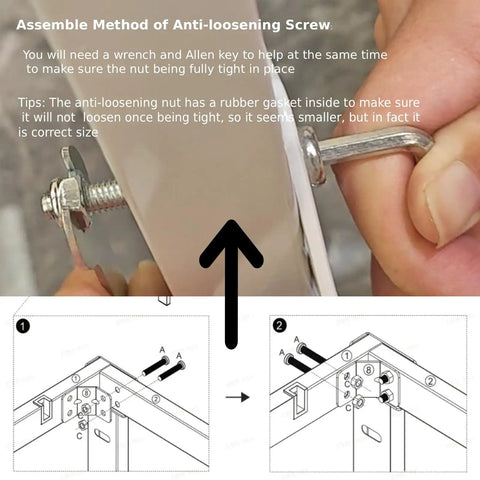 Assembling VINGLI 12 Inch Full Size Bed Frame Heavy Duty Metal Platform using anti-loosening screws and tools detailed in instructions.