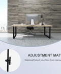 Heavy Duty Steel Table Legs Set Of Two supporting a wooden desk with adjustable leveling feet in an office setting.