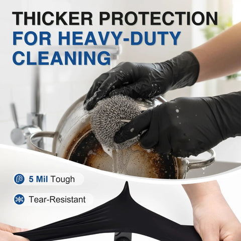 Black Nitrile Exam Gloves Large 5 Mil Disposable Protective Gloves Box Of 100 Latex Free Powder Free For Medical Cleaning Food Prep
