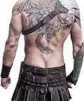 Back view of Handcrafted Steel Pauldron Armor For Gladiators And Larp Warriors A Rugged Metal Shoulder Piece That Elevates Any Fantasy Cosplay