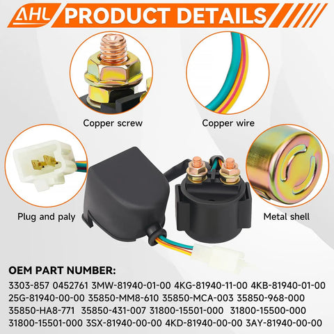 Starter Solenoid Relay For 4 Stroke GY6 Engine 50cc To 250cc ATV Dirt Bike Scooter Go Kart Quad Moped UTV Replacement Part