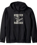 Combine Life Chose Me Zip Hoodie for Harvester Drivers and Farm Operators, black, 8.5 oz, front view showing hood and zipper