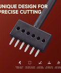 Close-up of pro-grade leather punch tool head with unique design for precise cutting. Part of Three Piece Prong Punch Tool Set For Leather Crafting.