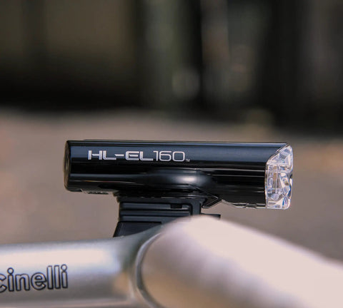 HL EL160 Bike Headlight With IPX7 Waterproof 50 Lumen LED And OptiCube Lens, 30 Hour Constant Run Time, 250 Hour Flashing Mode, Low Battery Indicator, AA Powered, Flextight Mount, Fits Road Urban MTB And Gravel Bikes