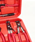 Coolant Hose Clamp Pliers 9-Piece Set, Radiator Heater Tool Kit W/ Multi-Angle Locking Shaft For Spring And Worm Gear Removal, Super Grippy Disconnect Kit For Car Repair And Maintenance Jobs in red case