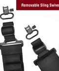 Close-up of removable sling swivels on shotgun sling with 15 shell holder for 12 gauge, durable nylon strap, outdoors use.
