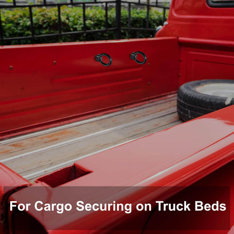 Red truck bed with M8x15mm Lifting Shoulder Eyebolt Set 5 Pieces Black 304 Stainless Steel for cargo securing