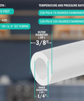 Cross-section of Three Eighths Inch OD LLDPE Water Tubing 25 Feet White Ideal For Reverse Osmosis Systems Deionized Water Setups