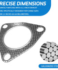 Exhaust flange gasket, galvanized steel, 2.5-inch with three bolt holes and round center opening