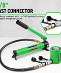 Newhai 20-ton hydraulic porta power kit with CP-180 hand pump, green cylinder and hose, front view