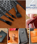 Diamond Hole Leather Stitching Chisel Set With Rhombus Teeth, 5mm Prongs In 1/2/4/6, Pro Grade Prong Punch tools on leather