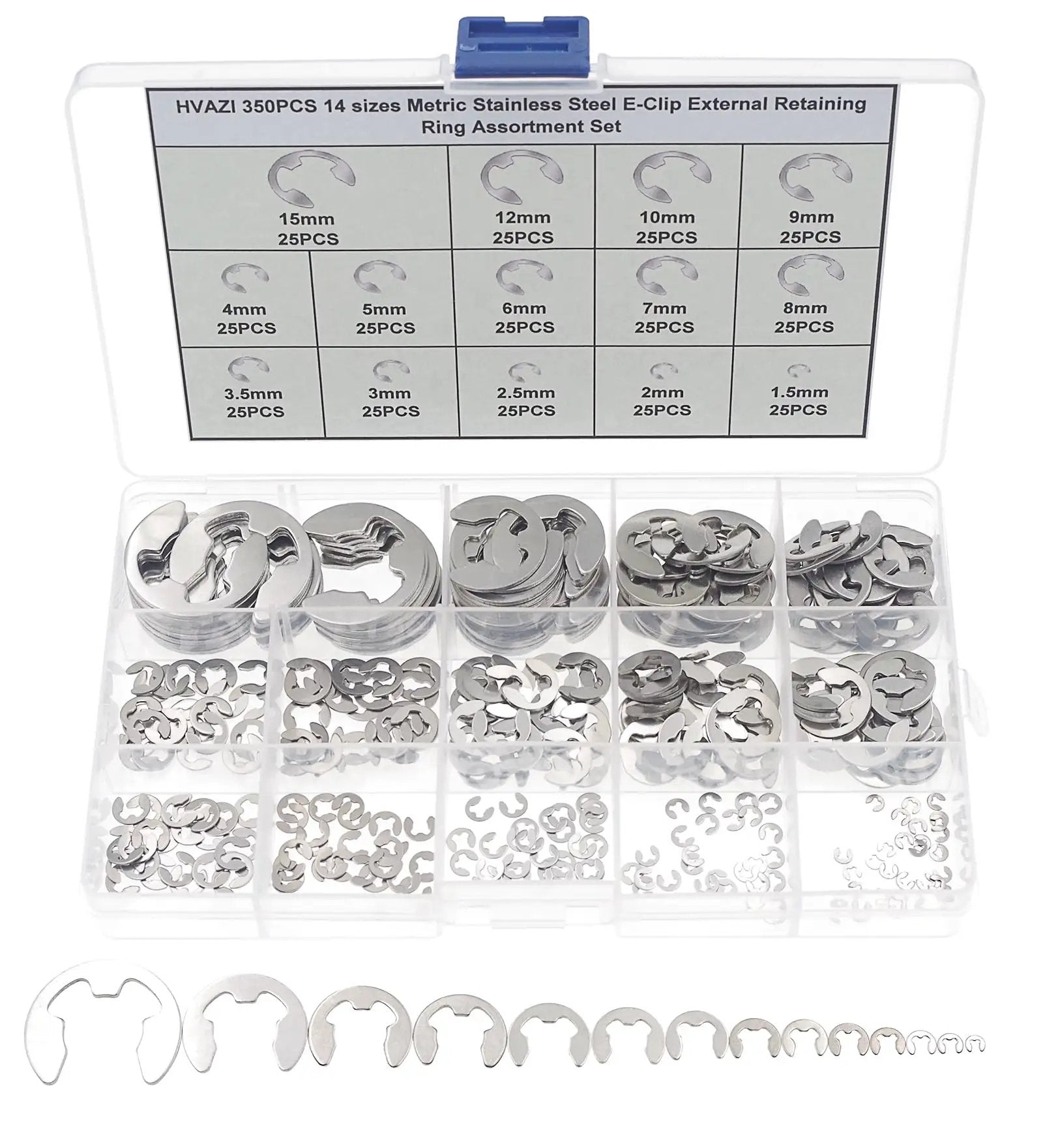 Stainless Steel Retaining Ring Kit 350 Pieces