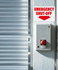 Emergency shut-off sign above switch, 2 Pack Aluminum Tough As Nails Emergency Shut Off Signs 10 By 7 Inches Waterproof And Durable