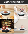 Electric Motorized Rotating Display Stand With Remote Control, 360 Degree Turntable For Photography Products Jewelry And Collectibles, 7.8 Inch Platform showcasing food, cosmetics, drinks, and accessories.