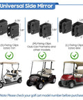 No Drilling Golf Cart Mirror Kit With 180 Degree Rotation Foldable HD Shatterproof Glass fixing clips for EZGO and Club Car
