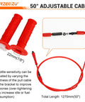 Red 50-inch adjustable cable with 22mm handlebar grips for 80cc Mini Bike Throttle Cable And Brake Kit For Mega Moto MMB80 MMB105