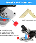 Compact Benchtop Miter Saw For Hobbyists And DIY Projects, Portable 9 By 5.5 By 5.3 Inch Chop Saw With 45 Degree Cutting.