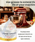 Food Grade 4 Oz Grease For Kitchen Mixers And Stand Mixers, Food Safe Lubricant To Reduce Gear Wear, Fits 4 To 7 Quart Models, Includes Gasket And Spatula, Prolongs Mixer Life And Keeps Beater Running Smoothly on mixer and grease jar