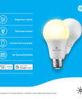 A19 Smart LED Light Bulbs Soft White Dimmable 60W Equivalent, Bluetooth and WiFi, Works with Alexa and Google Home, 2 Pack