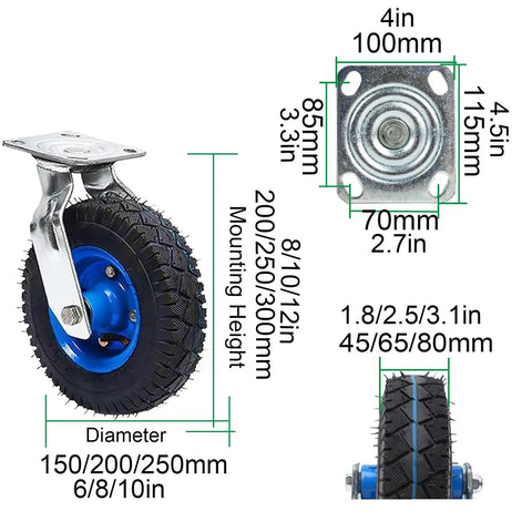 Tough As Nails Heavy Duty Industrial Caster Wheels Top Plate Swivel Casters With Brakes For Furniture And Workbench Rolling Plate Castors Rubber Wheels For Cart Garage Workshop Outdoor Use