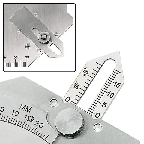 Close-up view of a Taper Composition Gauge For Depth And Diameter Measurement In Tight Gaps Stainless Steel Welding Gauge
