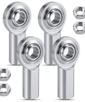 Four Pack Five Sixteenth Inch Rod End Bearings With Jam Nuts And Right Hand Female Thread Built To Last In Tough Outdoor Conditions, Corrosion Resistant Alloy Steel Heim Joint, High Strength PHSB5 For Rugged Mechanical Linkages; 4 bearings with nuts