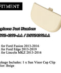 Beige Tan Sun Visor Cap Clip For Ford Fusion Edge Lincoln MKZ 2013 2014 2015 2016 2017 2018 2019 Replacement DS7Z4273AA
