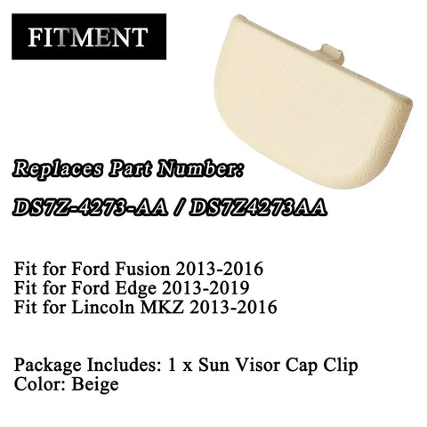 Beige Tan Sun Visor Cap Clip For Ford Fusion Edge Lincoln MKZ 2013 2014 2015 2016 2017 2018 2019 Replacement DS7Z4273AA