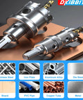 Heavy Duty 3 Inch TCT Hole Saw Kit With Tungsten Carbide Blades For Steel Copper Iron And Plastic Rips Through Hard Metals No Sweat Cutting showing metal hole saws and materials.