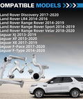 Compatible models for Top Shelf Upgraded Metal Cooling System Pipe Kit And Rear Coolant Water Heater Tube, includes Land Rover and Jaguar.