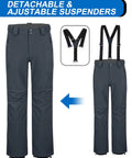 33,000ft Insulated Bibs For Men Snow Ski Pants Overalls For Winter Waterproof Windproof with detachable suspenders