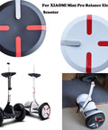 Pair Wheel Covers for Mini Pro Electric Scooter Upgrade Part, black and white covers with red accents, snug fit on Ninebot