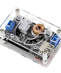 Top view of Dope Buck Converter Power Module Adjustable Voltage Regulator From 6V-32V Down To 1.5-32V Up To 5A With LCD Display