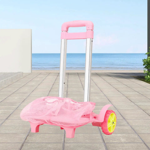 Foldable Aluminum Trolley Cart Hand Truck With Ergonomic Handle, Removable Frame, Easy Fold Design, Lightweight Backpack Carrier For Books And Gear, Pink, 330 mm x 900 mm