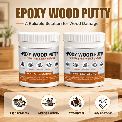 Tough As Nails Epoxy Wood Putty And Hardener Blend Two Part Formula For Plugging Cracks Refilling Holes 250g containers.