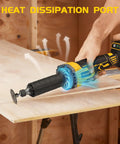 Heavy Duty Brushless Die Grinder Cordless Power Tool With One Quarter Inch Chuck For Pro Shops Gonna Smash Every Cut Polish And Grind Job Like A Total Boss in use, showing ergonomic grip and heat dissipation port.