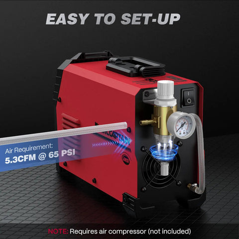 Red 55A Plasma Cutter With Non Touch Pilot Arc And High Frequency Start, 120/240V Dual Voltage IGBT Inverter, side view