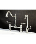 Heritage Eight Inch Bridge Kitchen Faucet Without Sprayer Brushed Nickel Solid Brass Construction Built To Last Ceramic Disc