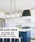 Rectangle Chandelier With 3 Lights In Brushed Nickel Finish, Modern Ceiling Light Fixtures For Dining Room