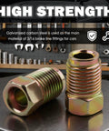 Three Sixteenth Inch Brake Line Fittings Kit With Invert Flare M10 By 1.0 Metric Threads Direct Replacement For Old Car Parts Brake Lines Union Space Saving And Easy To Install For Brake System Repair, galvanized steel fittings