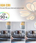 Lit 80W LED Ceiling Light With Remote Control Dimmable Modern Flower Shape Chandelier CRI comparison in living room
