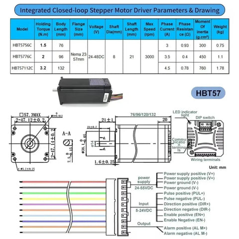 Integrated closed-loop stepper motor driver parameters and drawing for Heavy Duty Manual Linear Actuator With Sfu1605 Ball Screw And Nema23 Motor 60mm Wide Cnc Stage Slide Rig For Gritty Maker Shops And Sweet Precision Upgrades.