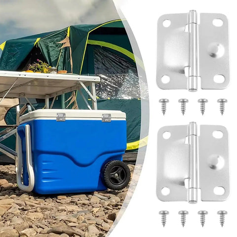 Stainless Steel Cooler Hinge Replacement Kit With Mounting Screws 2 Pack Built Tough Rust Resistant Easy Install in outdoor setting