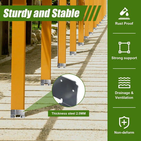 Built Tough 6x6 Post Base for Concrete, Galvanized Post Anchor Bracket Kit with 1 Inch Standoff, Adjustable Wood Post Bracket for Decks, Patios, Gazebos and Pergolas