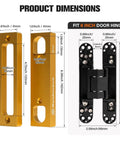 Premium Hidden Door Hinge Jig Kit And Concealed Hinge Installation Template For Murphy Doors dimensions image showing 6 inch hinge and jig sizes.