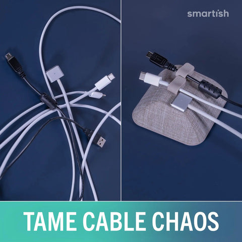 Magnetic Cord Holder Cable Organizer With Magnet Clips For Charger Management On Desktop And Nightstand Keeps USB C And Lightning Cables Tucked And Ready To Roll No Slips Premium Desk Accessory In Light Toasted Beige
