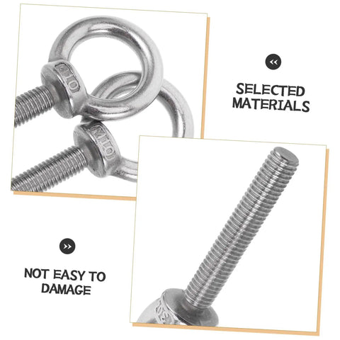 Beefy Heavy Duty M10x60 Stainless Steel Eye Bolt With Shoulder For Mounting Built To Absorb Vibration Anti Loosening Nut Ideal For Drywall Anchors And Machinery Mounts Rugged Steel Hardware, close-up threaded eye bolt