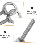 M10x60 Stainless Steel Eyebolts With Nuts And Flat Spring Washers, Weather Resistant And Anti Loosening Design For Outdoor And Indoor Use, Built To Last Heavy Duty Anchor Eyebolts For Household Projects And Sensitive Devices, close-up threaded eye bolt