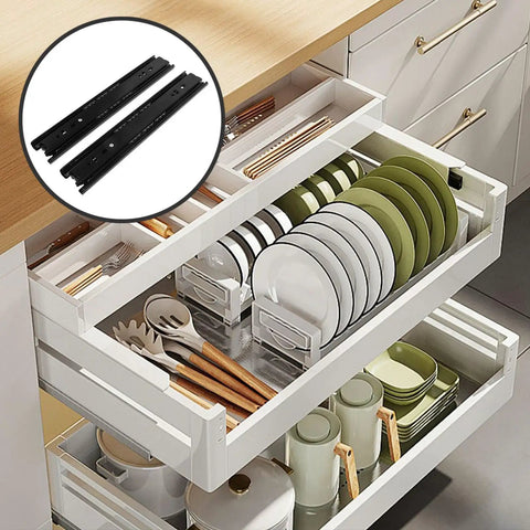 Heavy Duty Drawer Slides 2 Pack Stainless Steel Ball Bearing Sliding Rails for kitchen cabinets in use